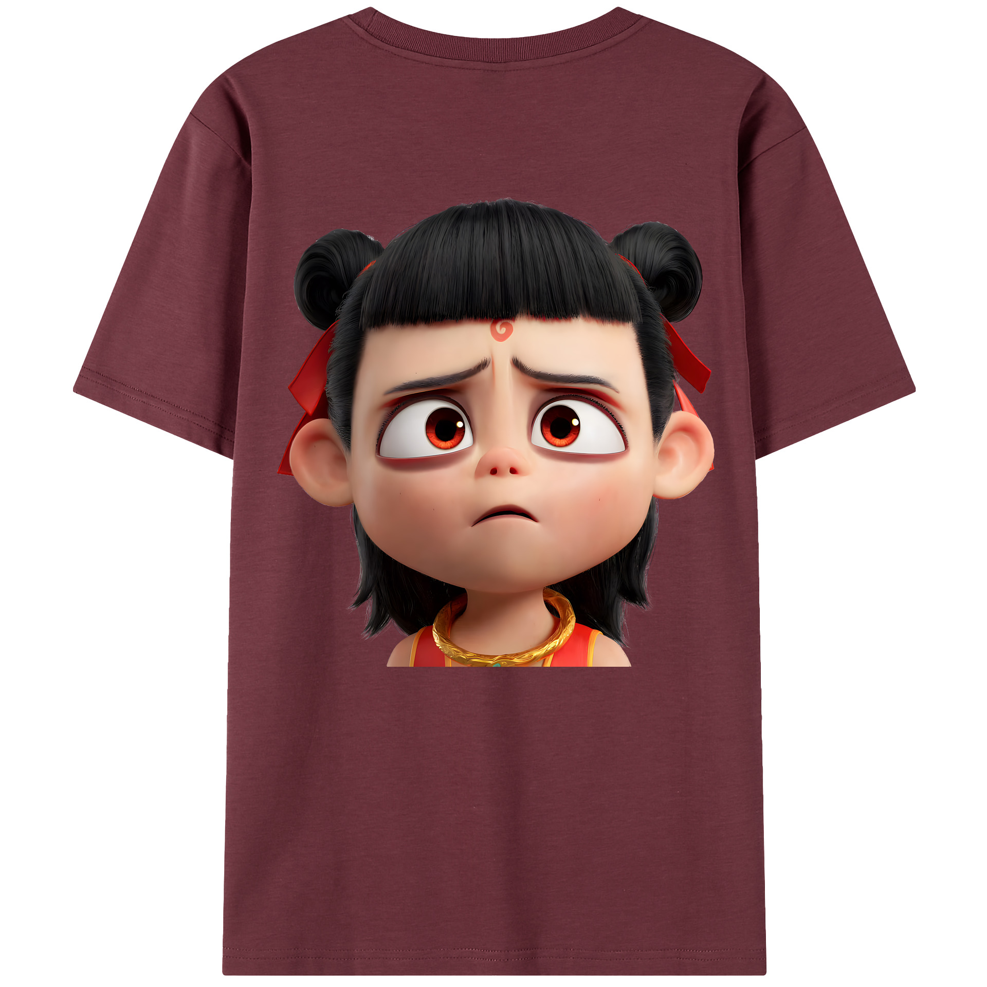 （画像用） Ne Zha 2 ナタ 魔童の大暴れ 綿100％半袖Tシャツ（背面プリント）